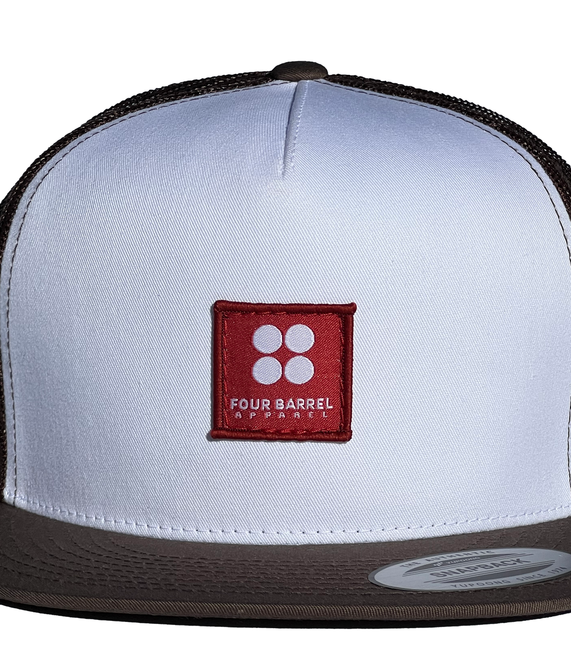 RED Four Barrel Logo- Trucker (Brown/White)