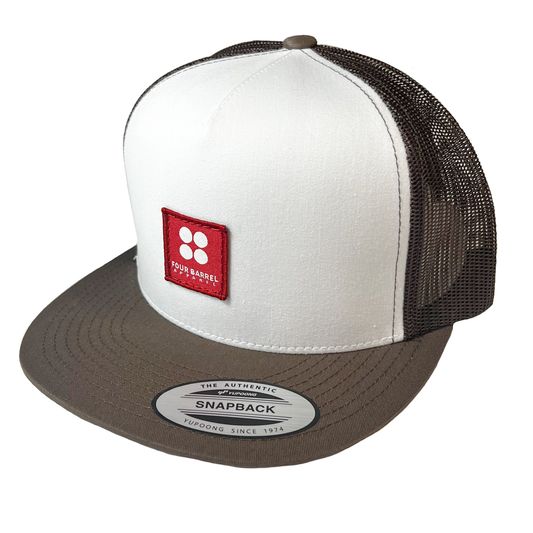 RED Four Barrel Logo- Trucker (Brown/White)